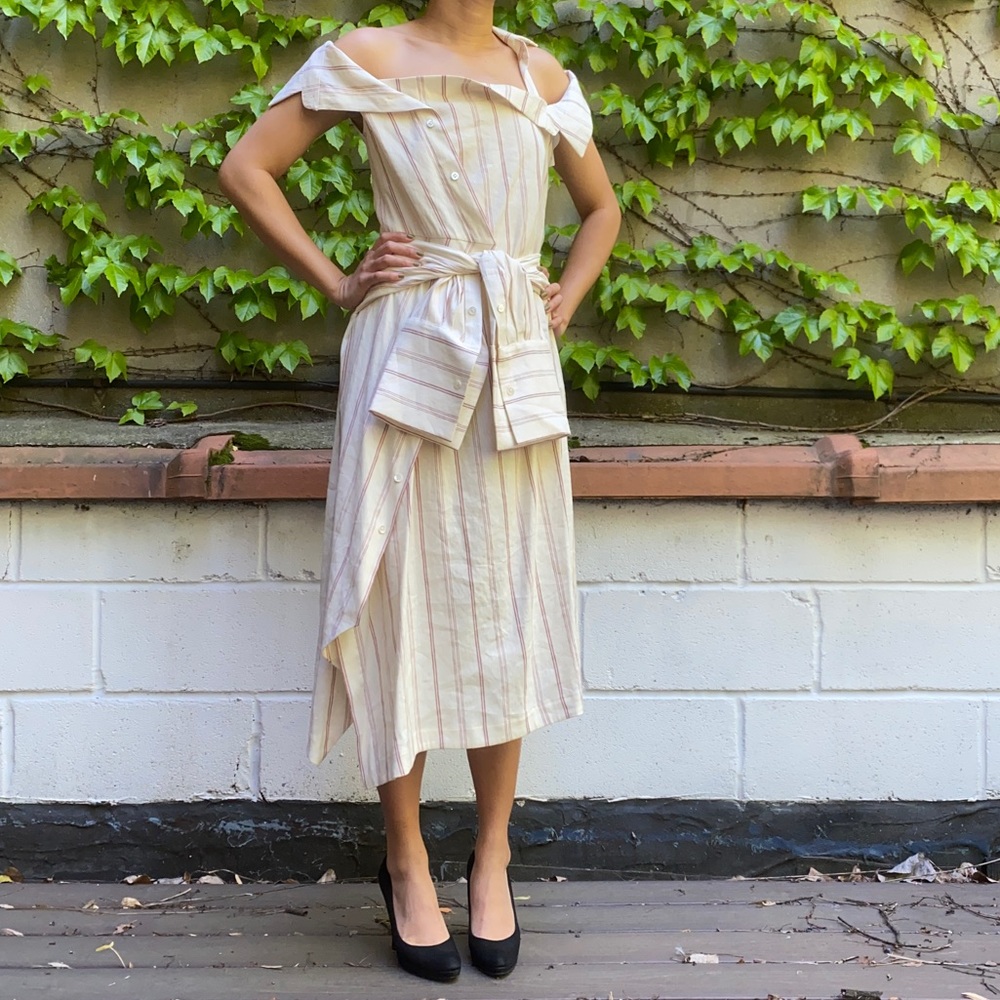Monse knee length summer shirt dress off the shoulder